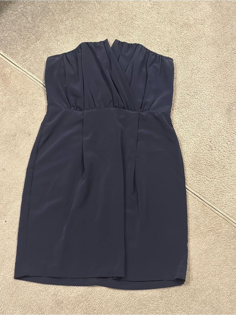 bloom Strapless Navy Pleated Bodice Cocktail Dress